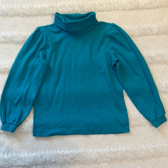 Oshkosh b’gosh turtleneck top puffy sleeves turquoise & purple leggings Girls 6X - Picture 2 of 13